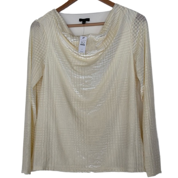 Talbots Tops - Talbots Cream Cowl Neck Blouse, Delicate Chenille with a Festive Shimmer, NWT